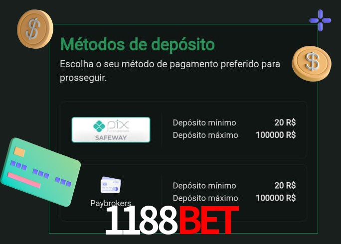 O cassino 1188bet oferece uma grande variedade de métodos de pagamento